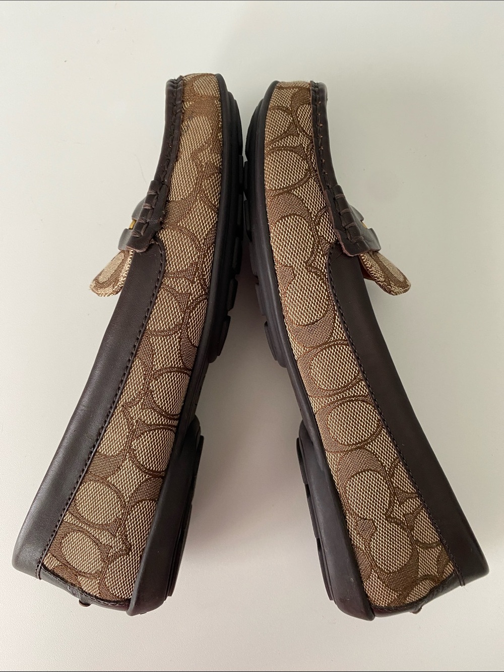 Coach Brown Signature Canvas Penny Loafers with Dark Brown Leather Trim - Picture 9 of 9